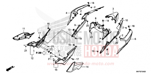 COUVERCLE LATERAL/CAPOT ARRIERE CBR500RAM de 2021
